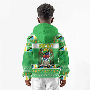 Personalized Afro Tanzania Christmas Kid Hoodie Heri ya Krismasi With Coat Of Arms