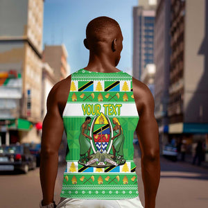 Personalized Afro Tanzania Christmas Men Tank Top Heri ya Krismasi With Coat Of Arms