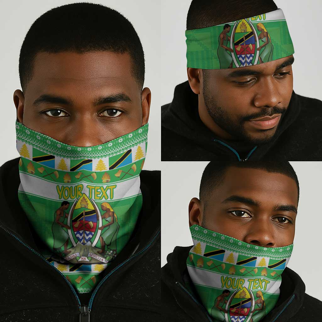 Personalized Afro Tanzania Christmas Neck Gaiter Heri ya Krismasi Coat Of Arms LT18