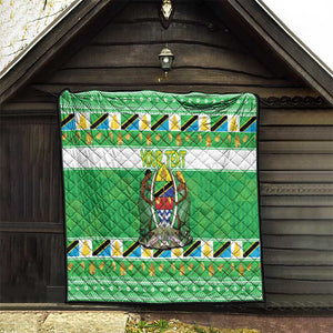 Personalized Afro Tanzania Christmas Quilt Heri ya Krismasi With Coat Of Arms