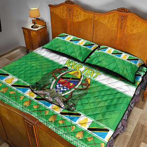 Personalized Afro Tanzania Christmas Quilt Bed Set Heri ya Krismasi With Coat Of Arms