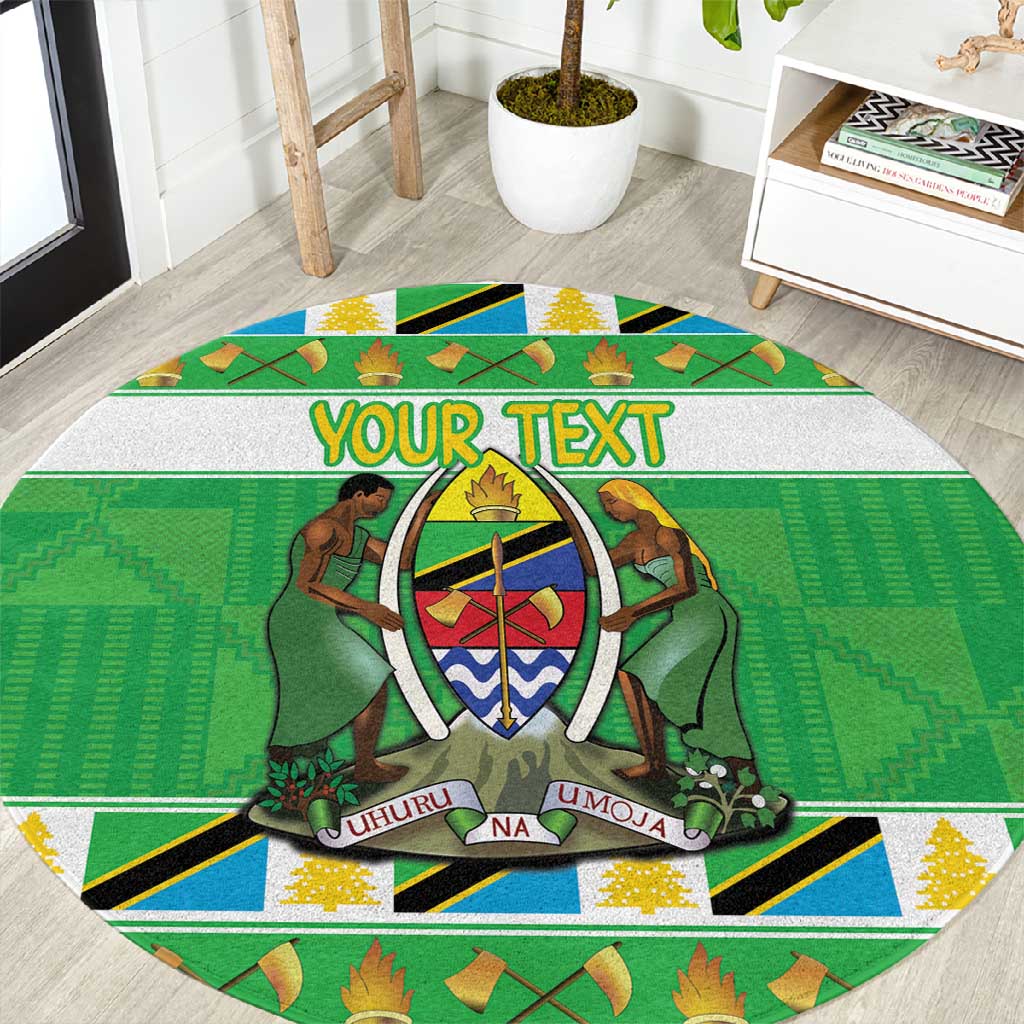 Personalized Afro Tanzania Christmas Round Carpet Heri ya Krismasi With Coat Of Arms