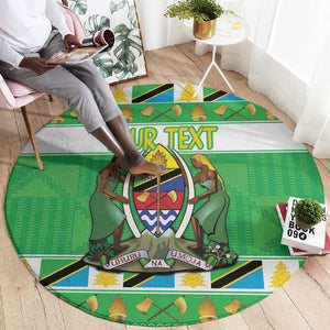 Personalized Afro Tanzania Christmas Round Carpet Heri ya Krismasi With Coat Of Arms