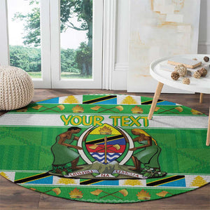 Personalized Afro Tanzania Christmas Round Carpet Heri ya Krismasi With Coat Of Arms