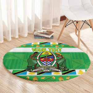 Personalized Afro Tanzania Christmas Round Carpet Heri ya Krismasi With Coat Of Arms