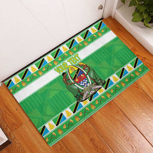 Personalized Afro Tanzania Christmas Rubber Doormat Heri ya Krismasi With Coat Of Arms