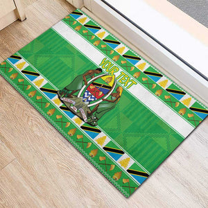 Personalized Afro Tanzania Christmas Rubber Doormat Heri ya Krismasi With Coat Of Arms