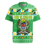 Personalized Afro Tanzania Christmas Rugby Jersey Heri ya Krismasi With Coat Of Arms