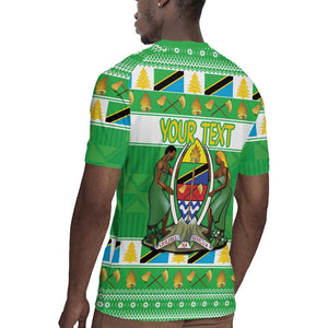 Personalized Afro Tanzania Christmas Rugby Jersey Heri ya Krismasi With Coat Of Arms