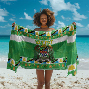 Personalized Afro Tanzania Christmas Sarong Heri ya Krismasi With Coat Of Arms