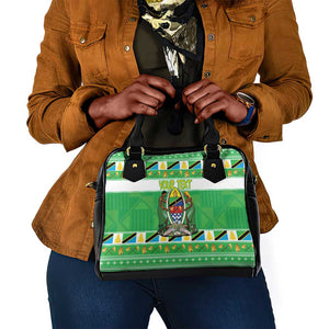 Personalized Afro Tanzania Christmas Shoulder Handbag Heri ya Krismasi With Coat Of Arms