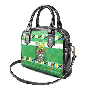 Personalized Afro Tanzania Christmas Shoulder Handbag Heri ya Krismasi With Coat Of Arms