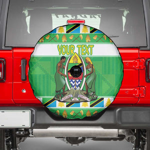 Personalized Afro Tanzania Christmas Spare Tire Cover Heri ya Krismasi With Coat Of Arms