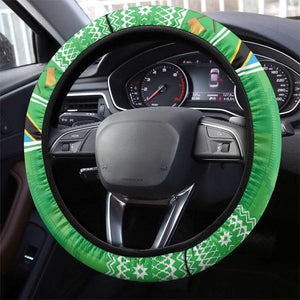 Afro Tanzania Christmas Steering Wheel Cover Heri ya Krismasi With Coat Of Arms