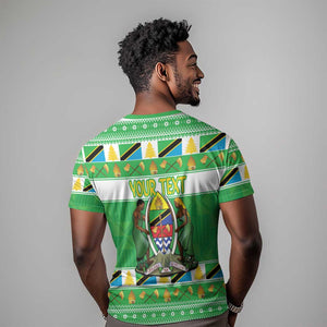 Personalized Afro Tanzania Christmas T shirt Heri ya Krismasi With Coat Of Arms