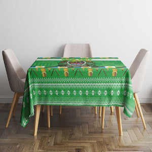 Personalized Afro Tanzania Christmas Tablecloth Heri ya Krismasi With Coat Of Arms