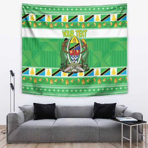 Personalized Afro Tanzania Christmas Tapestry Heri ya Krismasi With Coat Of Arms