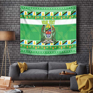 Personalized Afro Tanzania Christmas Tapestry Heri ya Krismasi With Coat Of Arms