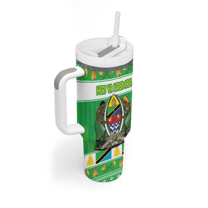 Personalized Afro Tanzania Christmas Tumbler With Handle Heri ya Krismasi With Coat Of Arms