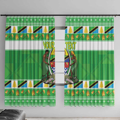 Personalized Afro Tanzania Christmas Window Curtain Heri ya Krismasi With Coat Of Arms