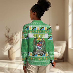 Personalized Afro Tanzania Christmas Women Casual Shirt Heri ya Krismasi With Coat Of Arms