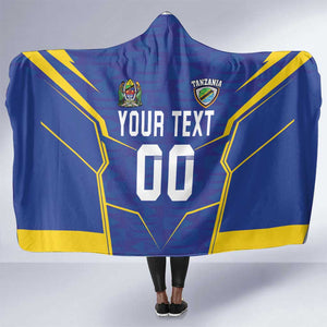 Custom Afro Tanzania Football Hooded Blanket Taifa Stars Go Champion