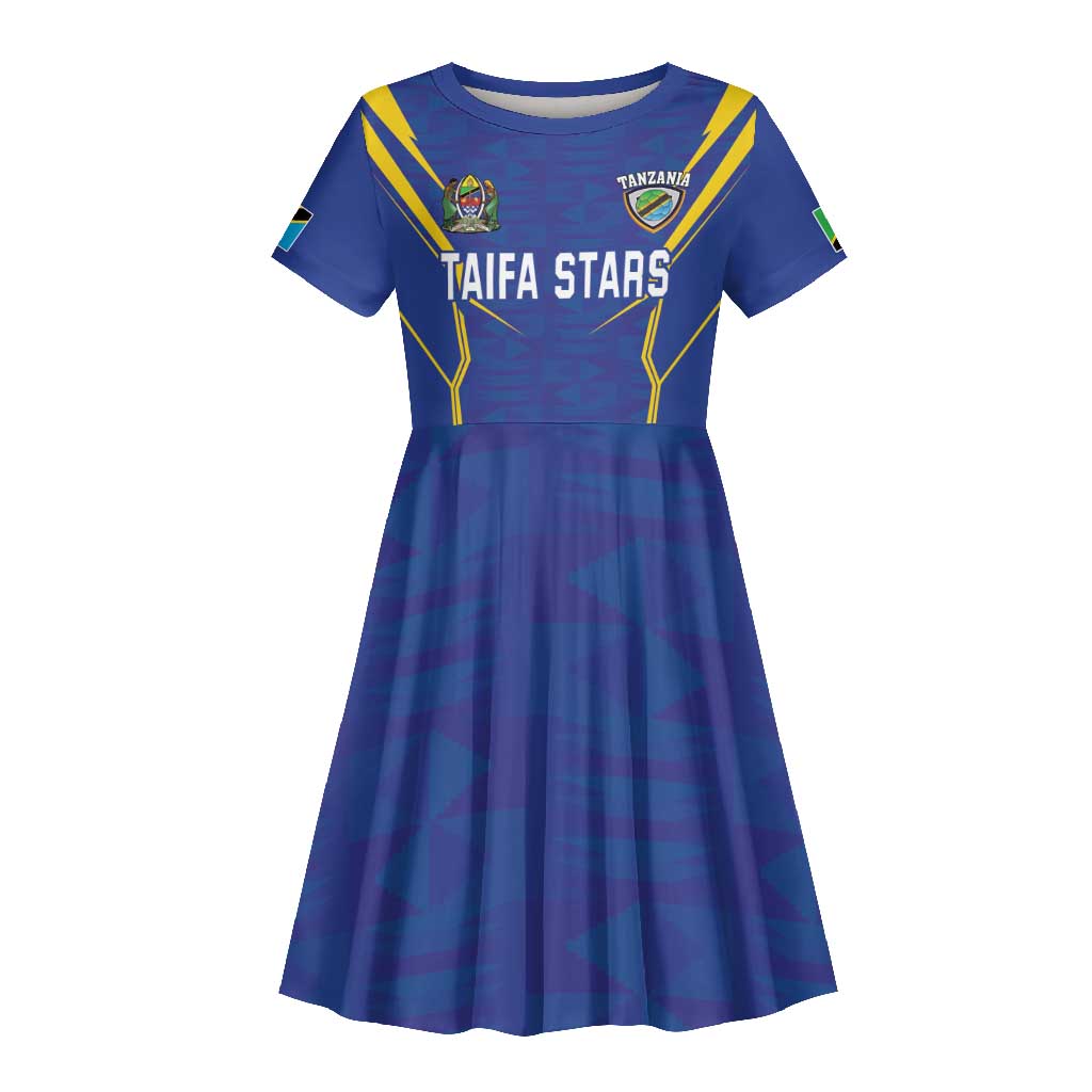 Custom Afro Tanzania Football Kid Short Sleeve Dress Taifa Stars Go Champion