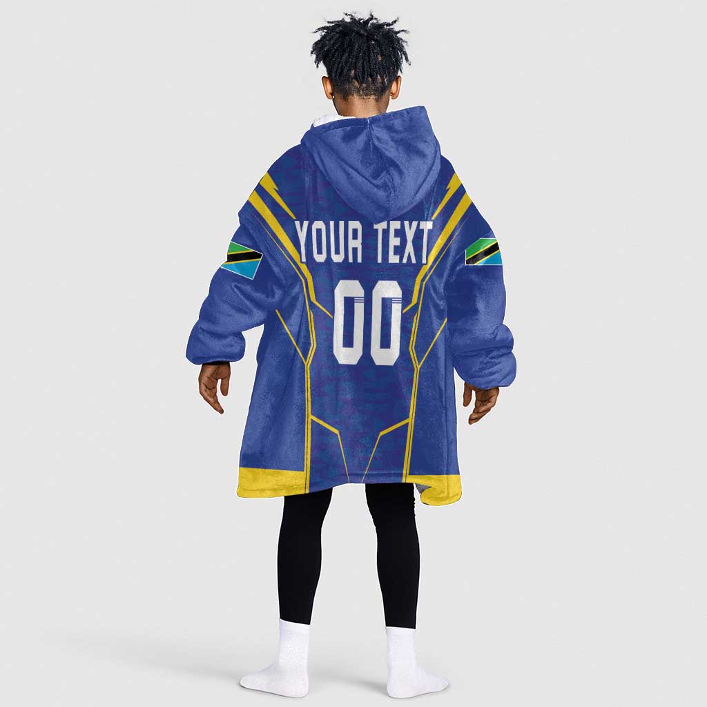 Custom Afro Tanzania Football Kid Wearable Blanket Hoodie Taifa Stars Go Champion