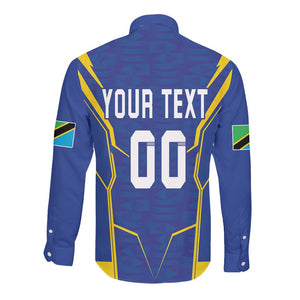 Custom Afro Tanzania Football Long Sleeve Button Shirt Taifa Stars Go Champion