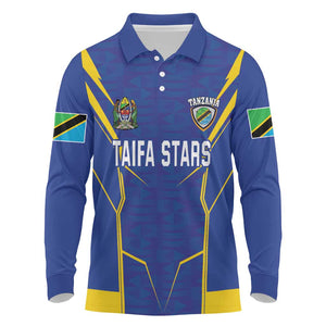 Custom Afro Tanzania Football Long Sleeve Polo Shirt Taifa Stars Go Champion