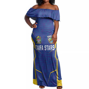 Custom Afro Tanzania Football Off Shoulder Maxi Dress Taifa Stars Go Champion