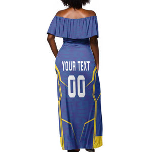 Custom Afro Tanzania Football Off Shoulder Maxi Dress Taifa Stars Go Champion