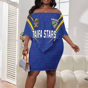 Custom Afro Tanzania Football Off Shoulder Short Dress Taifa Stars Go Champion