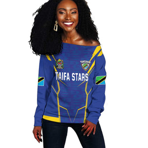 Custom Afro Tanzania Football Off Shoulder Sweater Taifa Stars Go Champion