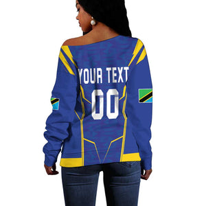 Custom Afro Tanzania Football Off Shoulder Sweater Taifa Stars Go Champion