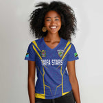 Custom Afro Tanzania Football Women V-Neck T-Shirt Taifa Stars Go Champion