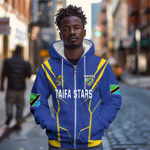 Custom Afro Tanzania Football Zip Hoodie Taifa Stars Go Champion