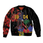 Afro-Haitians Negre Marron Bomber Jacket Libete Egalite Fratenite - African Pride