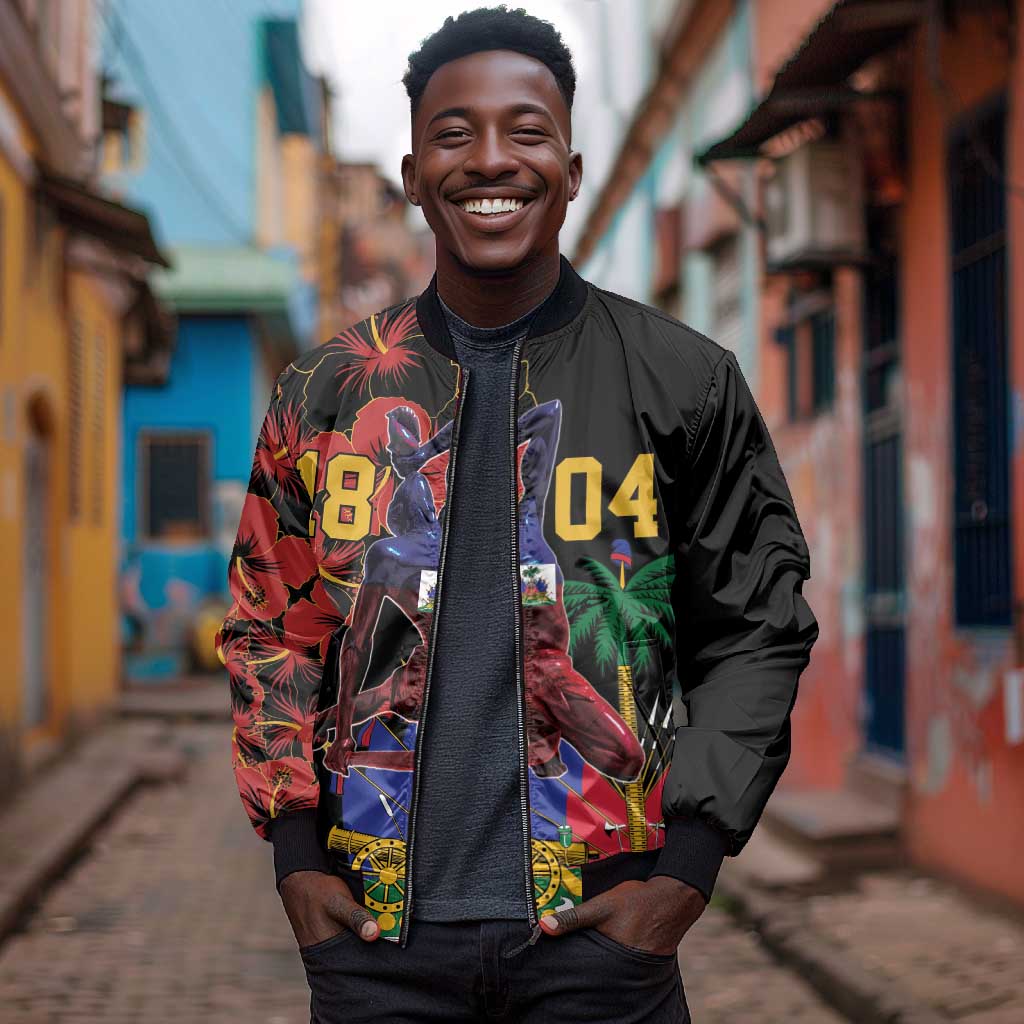Afro-Haitians Negre Marron Bomber Jacket Libete Egalite Fratenite - African Pride