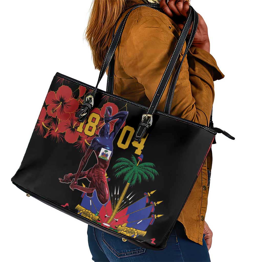 Afro-Haitians Negre Marron Leather Tote Bag Libete Egalite Fratenite - African Pride
