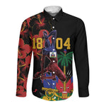 Afro-Haitians Negre Marron Long Sleeve Button Shirt Libete Egalite Fratenite - African Pride