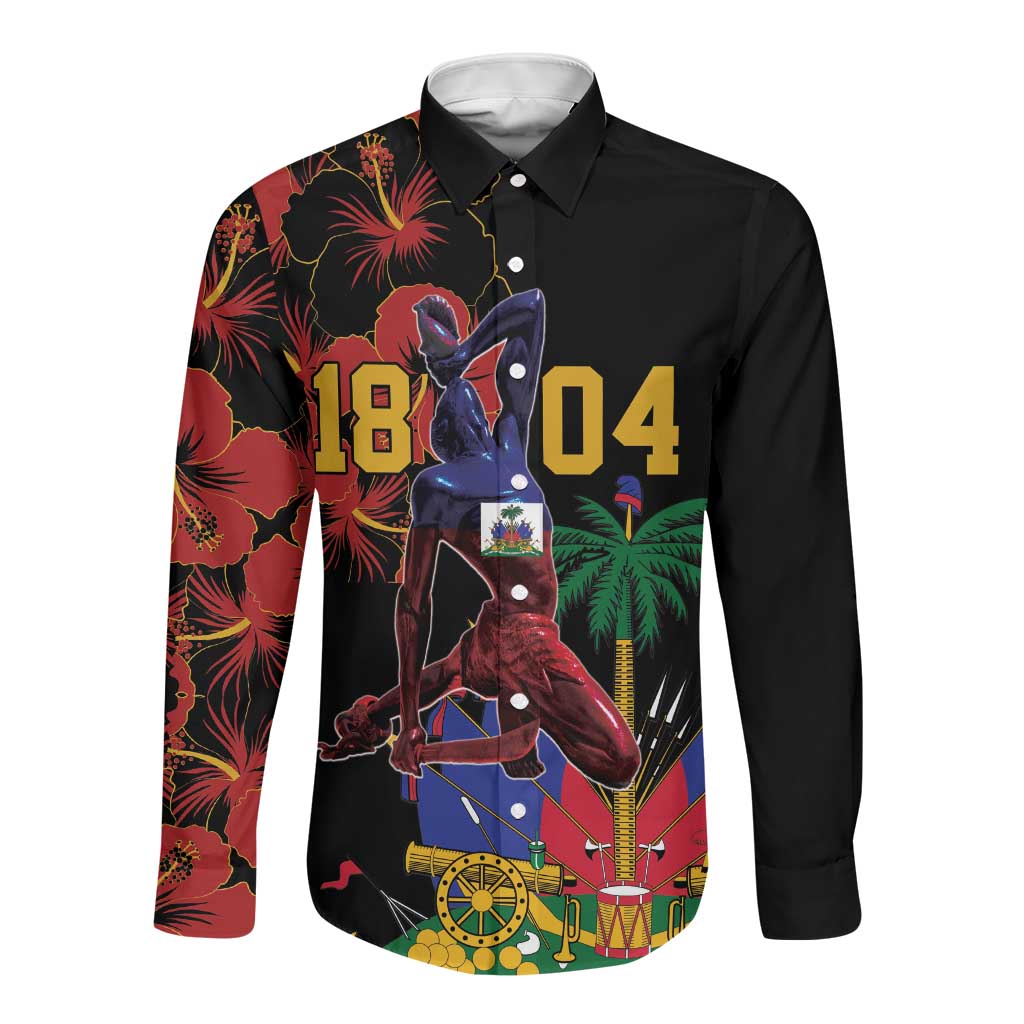 Afro-Haitians Negre Marron Long Sleeve Button Shirt Libete Egalite Fratenite - African Pride