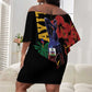 Afro-Haitians Negre Marron Off Shoulder Short Dress Libete Egalite Fratenite - African Pride