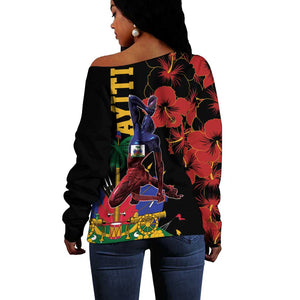 Afro-Haitians Negre Marron Off Shoulder Sweater Libete Egalite Fratenite - African Pride