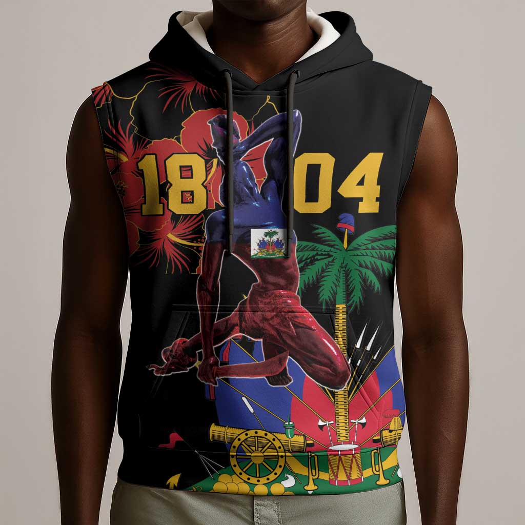 Afro-Haitians Negre Marron Sleeveless Hoodie Libete Egalite Fratenite - African Pride