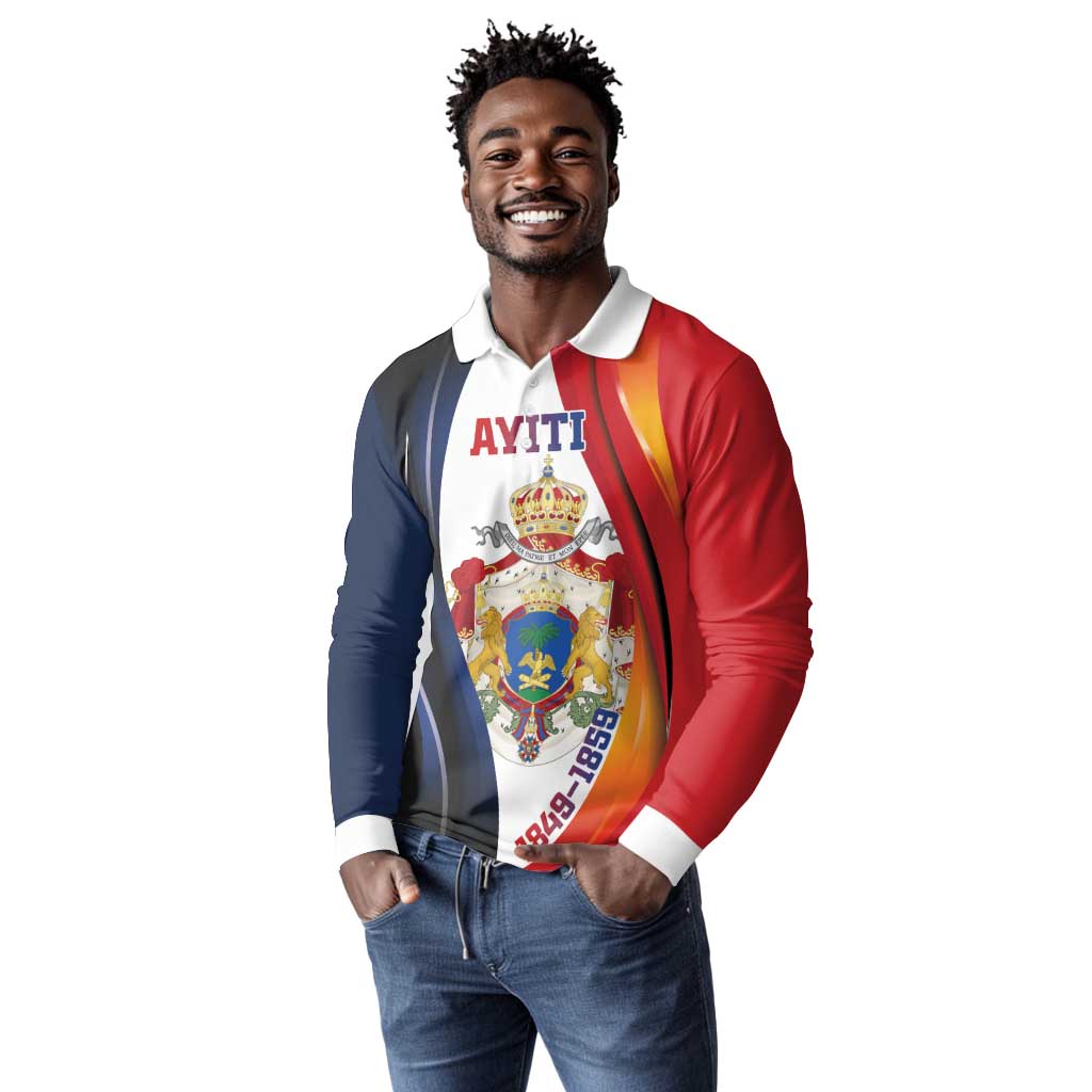 Personalized Second Empire Afro-Haitians 1849-1859 Long Sleeve Polo Shirt Dieu Ma Patrie Et Mon Epee - African Pride