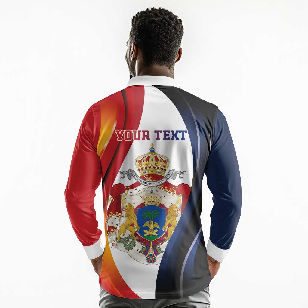 Personalized Second Empire Afro-Haitians 1849-1859 Long Sleeve Polo Shirt Dieu Ma Patrie Et Mon Epee - African Pride