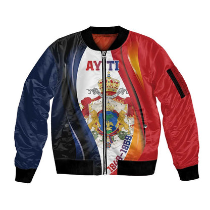 Personalized Second Empire Afro-Haitians 1849-1859 Sleeve Zip Bomber Jacket Dieu Ma Patrie Et Mon Epee - African Pride
