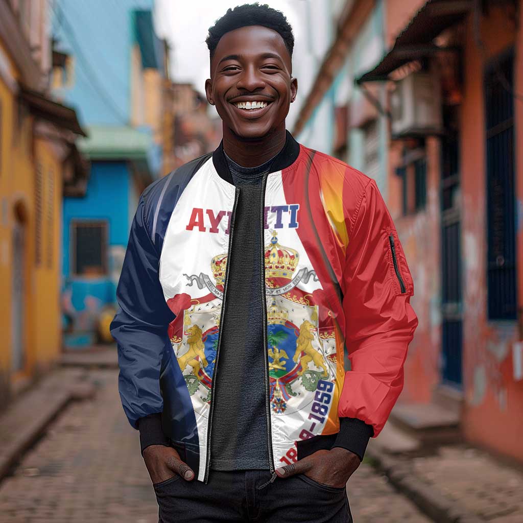 Personalized Second Empire Afro-Haitians 1849-1859 Sleeve Zip Bomber Jacket Dieu Ma Patrie Et Mon Epee - African Pride