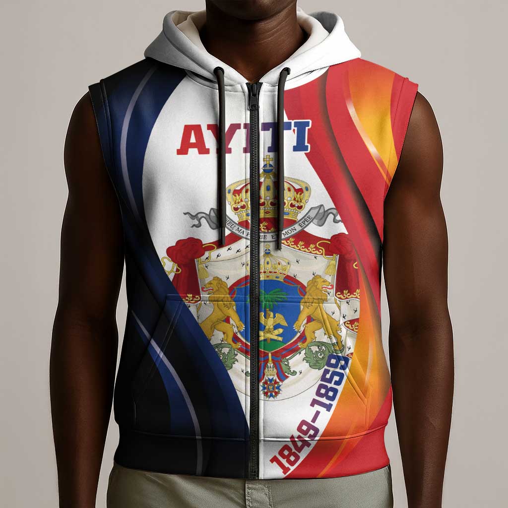 Personalized Second Empire Afro-Haitians 1849-1859 Sleeveless Zip Hoodie Dieu Ma Patrie Et Mon Epee - African Pride
